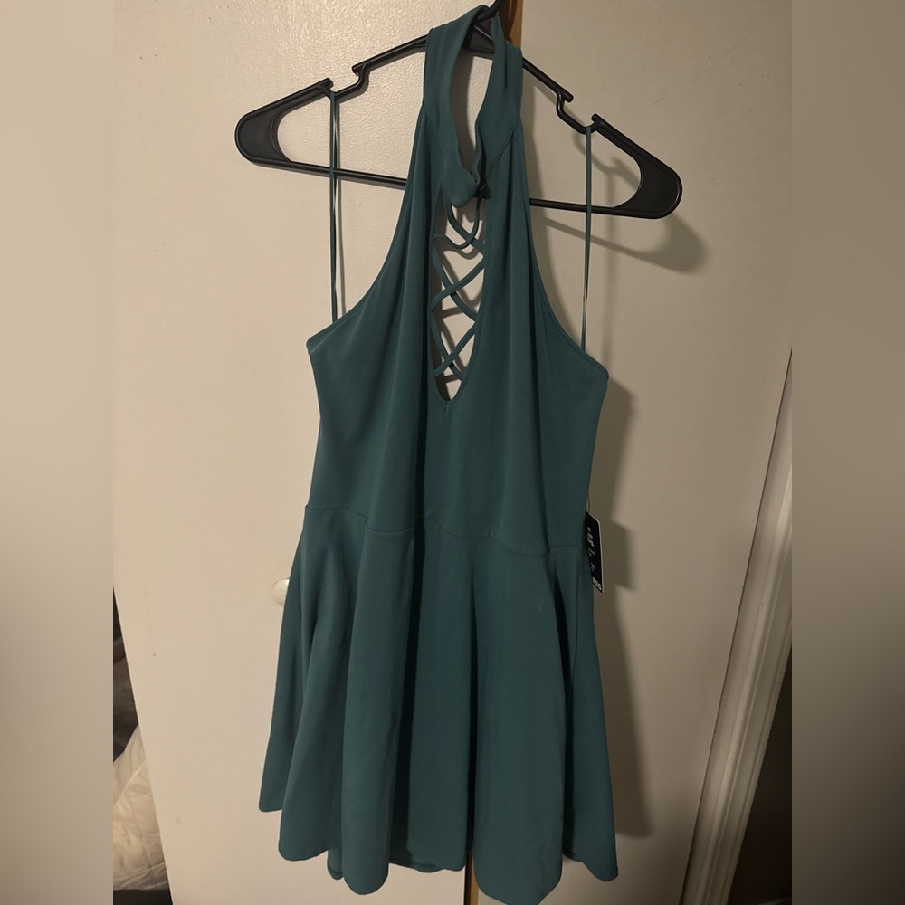 Express Teal Backless Dress